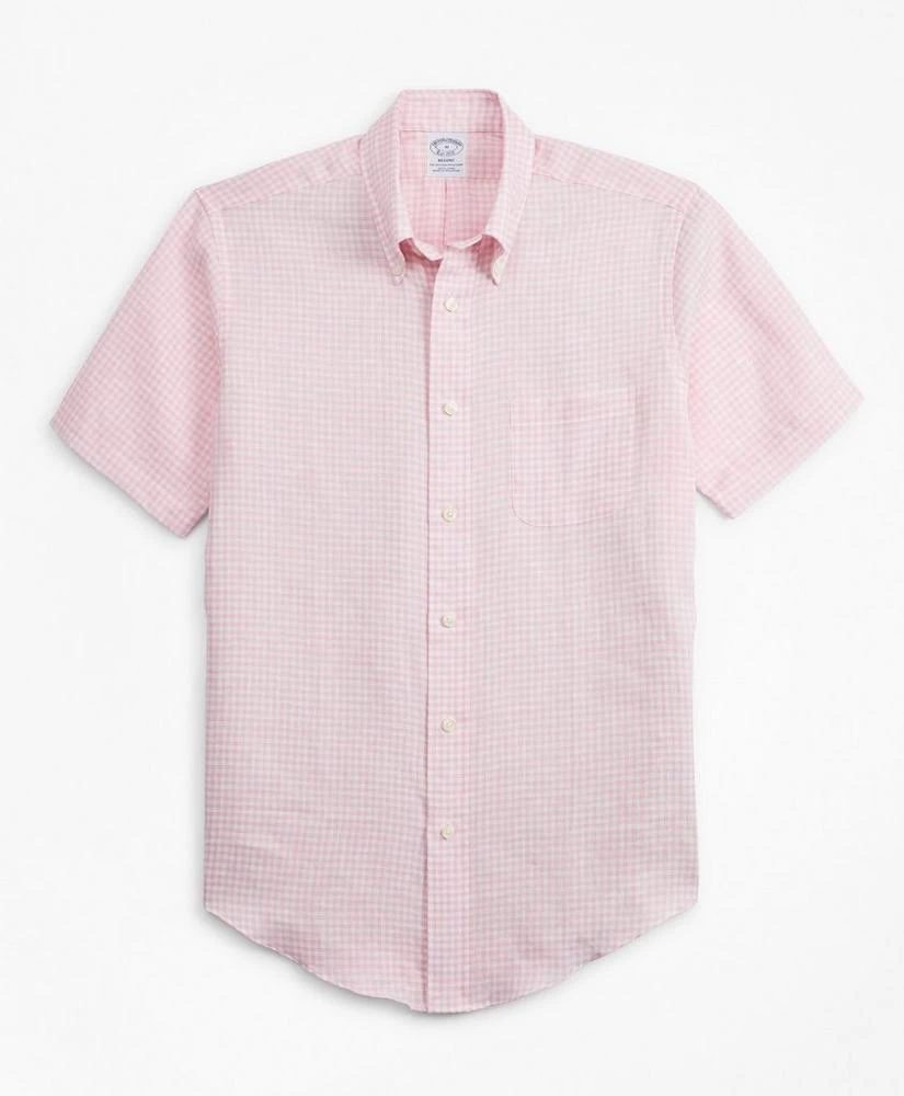 商品Brooks Brothers|Regent Regular-Fit Sport Shirt, Gingham Irish Linen Short-Sleeve,价格¥375,第1张图片