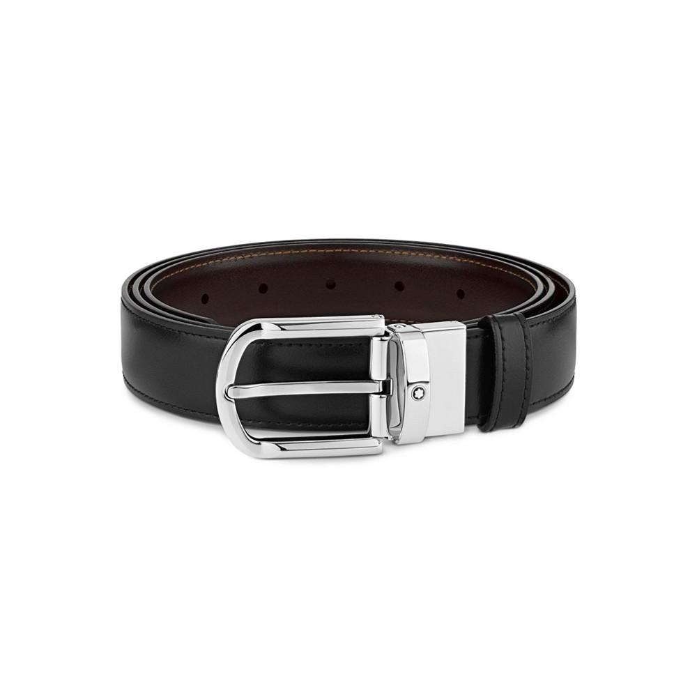 Men's Black & Brown Reversible Leather Belt商品第5张图片规格展示