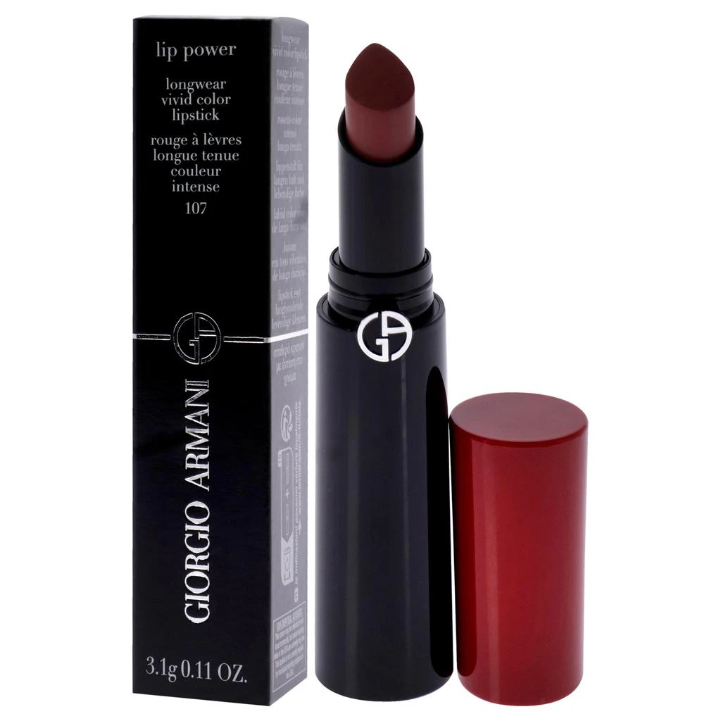 商品Giorgio Armani|Lip Power Longwear Vivid Color Lipstick - 107 Soft Beige by Giorgio Armani for Women - 0.11 oz Lipstick,价格¥329,第1张图片