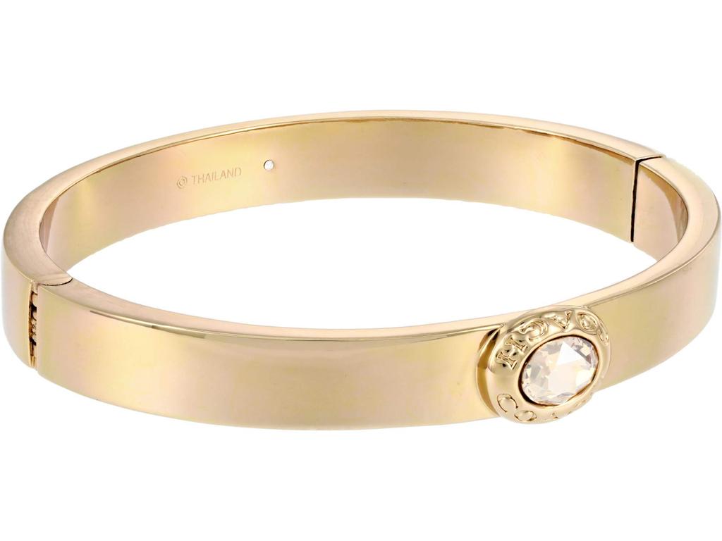 Signature Logo Stone Hinged Bangle Bracelet商品第1张图片规格展示