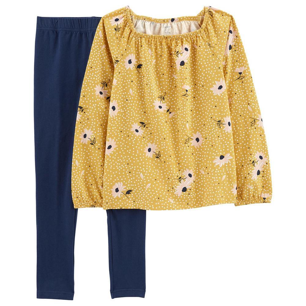 商品Carter's|Little Girls Long Sleeve Floral Jersey Top and Leggings, 2-Piece Set,价格¥141,第1张图片