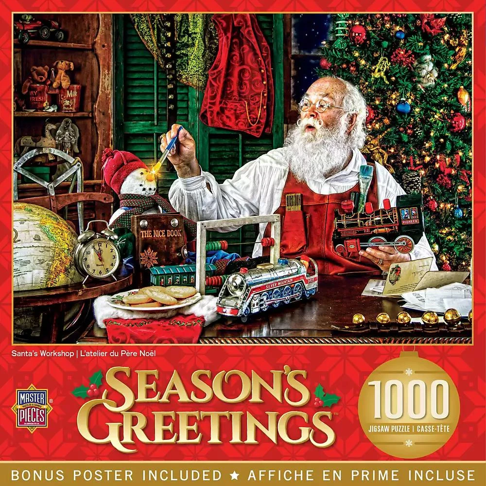 商品Masterpieces|Season's Greetings - Santa's Workshop 1000 Piece Puzzle,价格¥142,第1张图片