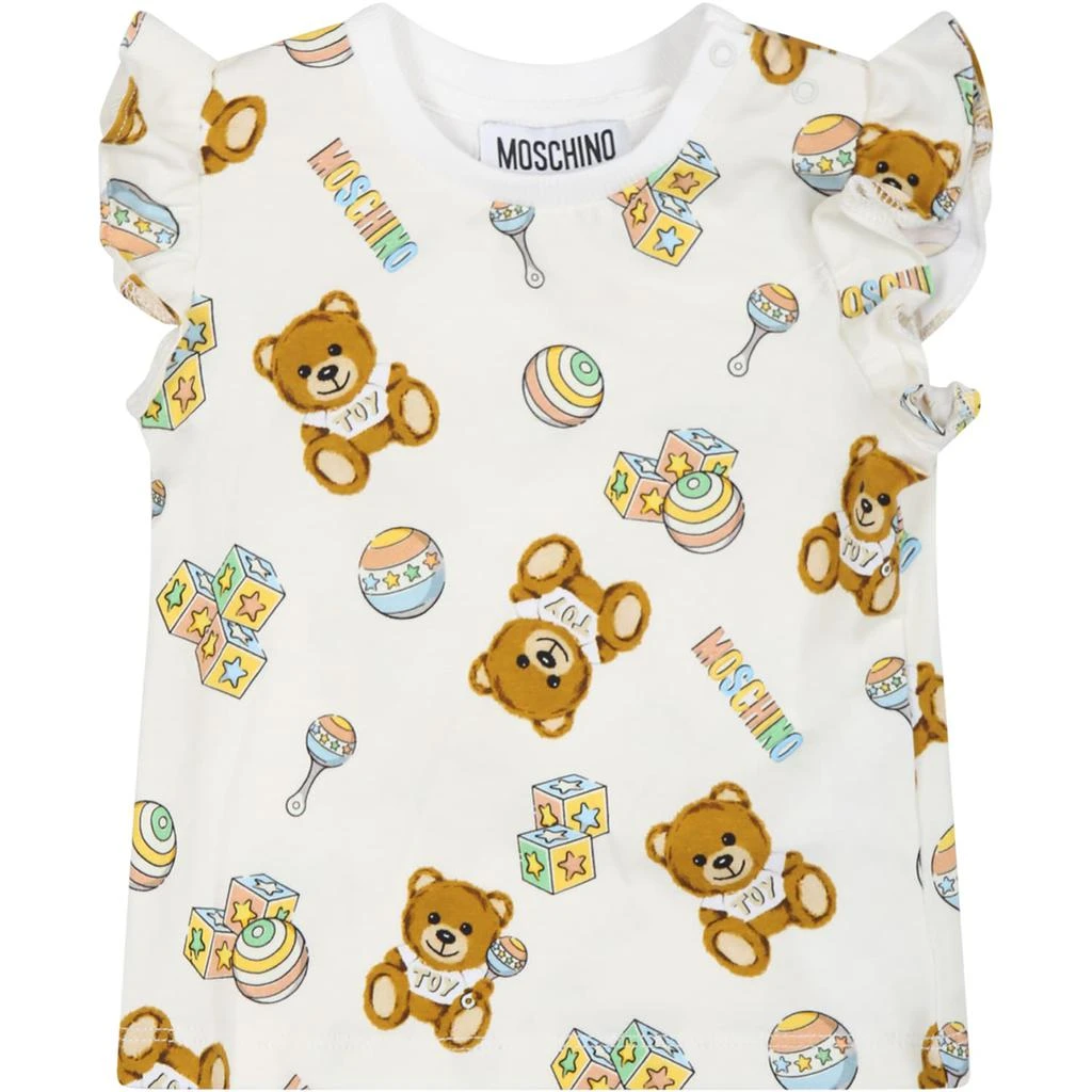 商品Moschino|Multicolor Suit For Baby Girl With Teddy Bear And Logo,价格¥1291,第4张图片详细描述