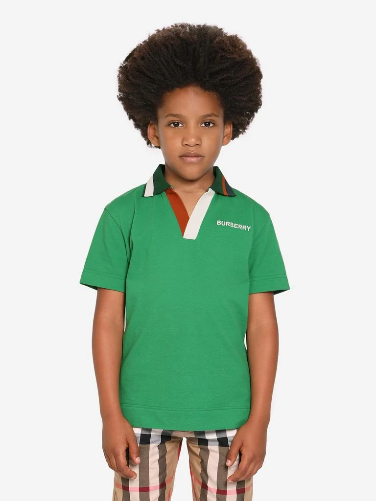 商品Burberry|Boys Douglas Polo Shirt in Green,价格¥1760,第2张图片详细描述