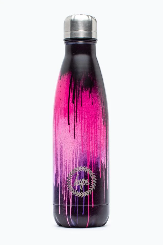 商品HYPE ACCESSORIES|HYPE PURPLE & PINK DRIP METAL WATER BOTTLE,价格¥167,第1张图片