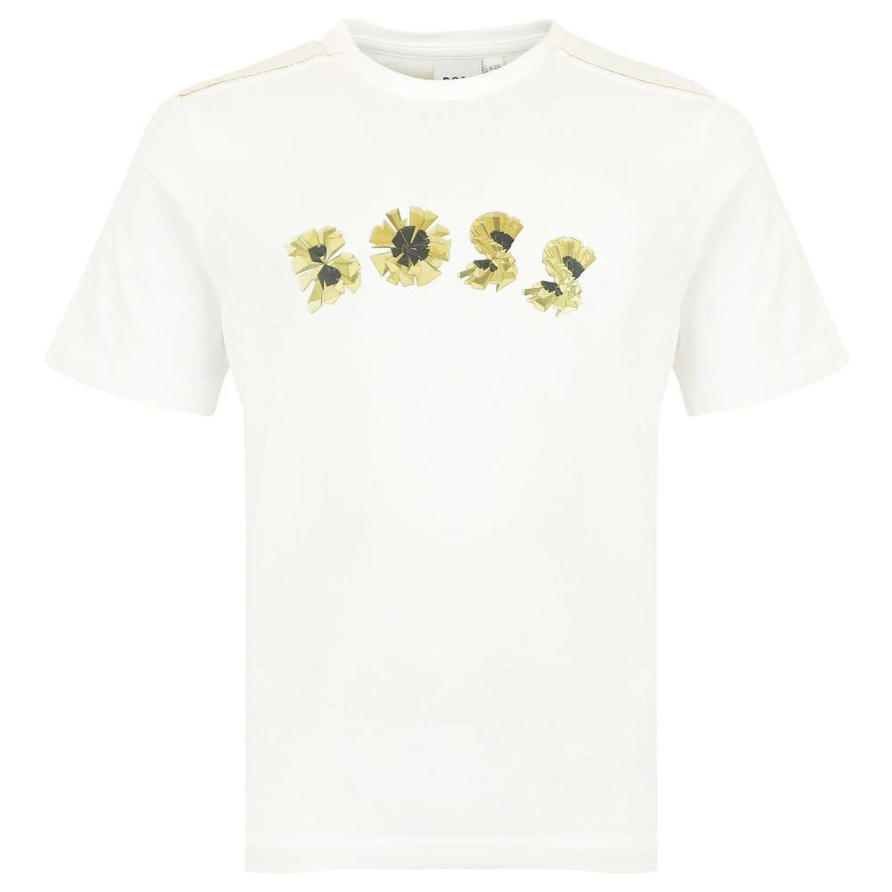 商品Hugo Boss|White Short Sleeve Gold Logo T Shirt,价格¥211,第1张图片