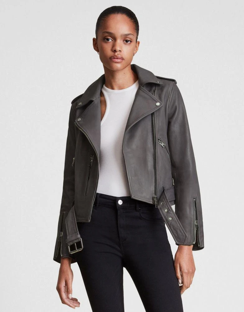 商品ALL SAINTS|AllSaints Balfern leather biker jacket in grey,价格¥2446,第4张图片详细描述