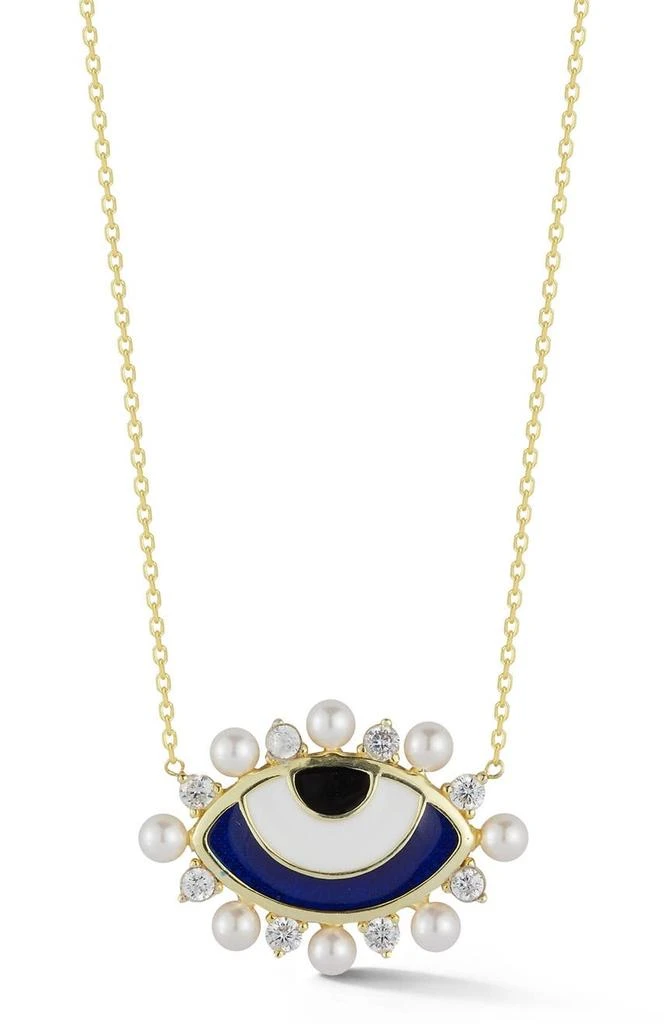 商品Sphera Milano|CZ & Imitation Pearl Evil Eye Pendant Necklace,价格¥450,第1张图片详细描述