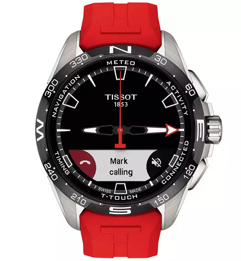 Men's Swiss T-Touch Connect Solar Red Rubber Strap Smart Watch 48mm 商品