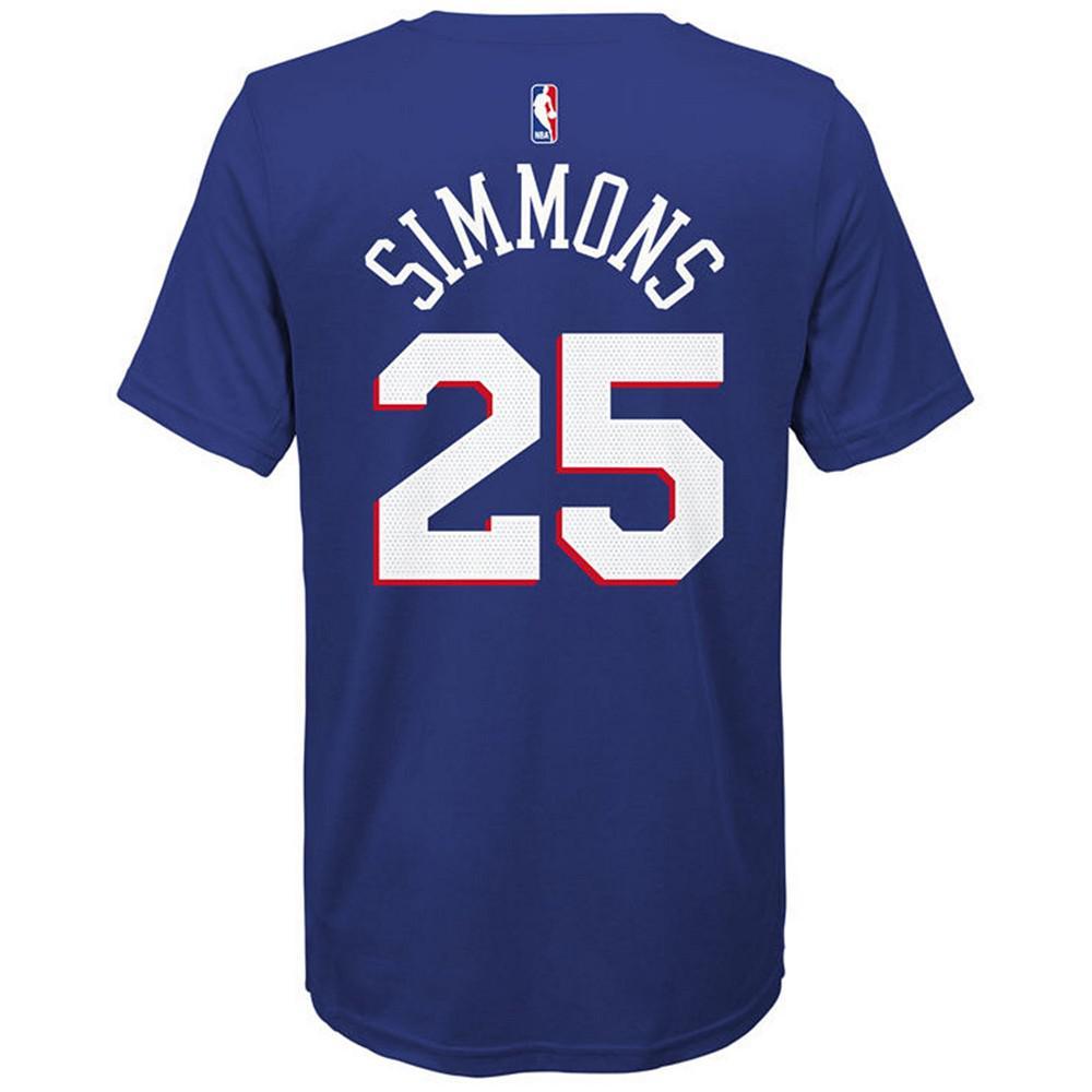 商品NIKE|Ben Simmons Philadelphia 76ers Icon Name and Number T-Shirt, Big Boys (8-20),价格¥222,第4张图片详细描述