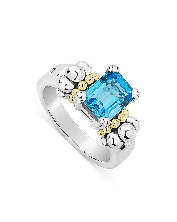 商品LAGOS|Sterling Silver & 18K Yellow Gold Glacier Blue Topaz Ring,价格¥3763,第1张图片