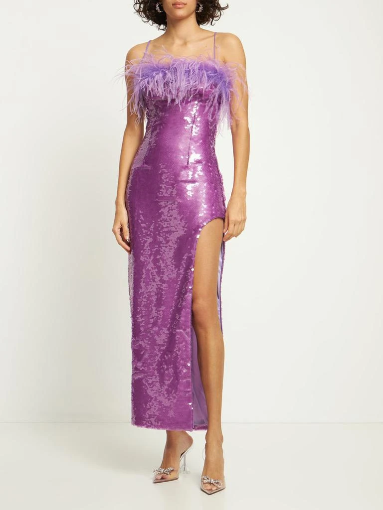 商品GIUSEPPE DI MORABITO|Sequined Midi Dress W/ Feathers,价格¥3501,第1张图片详细描述