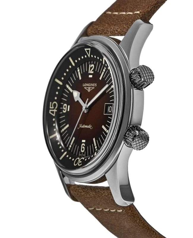 商品Longines|Longines Legend Diver Automatic Brown Dial Leather Strap Men's Watch L3.774.4.60.2,价格¥13160,第4张图片详细描述