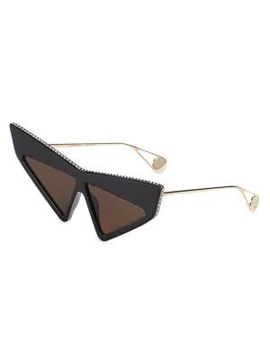 70MM Crystal-Embellished Cat Eye Sunglasses商品第2张图片规格展示