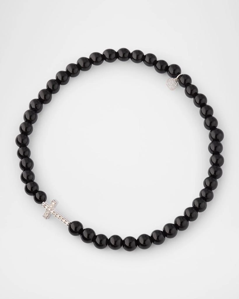 商品Sydney Evan|Men's 14K Gold Diamond Cross Black Onyx Beaded Bracelet,价格¥3744,第1张图片