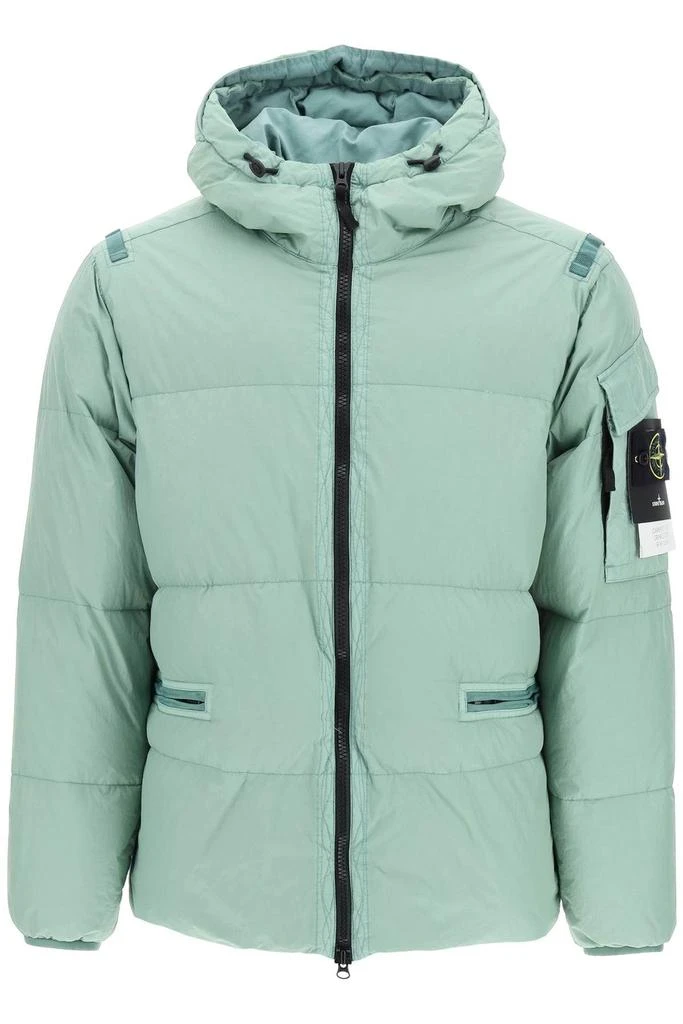 商品Stone Island|HOODED DOWN JACKET IN GARMENT DYED CRINKLE REPS R-NY,价格¥5917,第1张图片