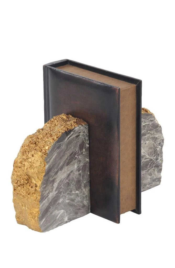 商品COSMO BY COSMOPOLITAN|Gray Polystone Geode Bookend with Goldtone Detail - Set of 2,价格¥324,第2张图片详细描述