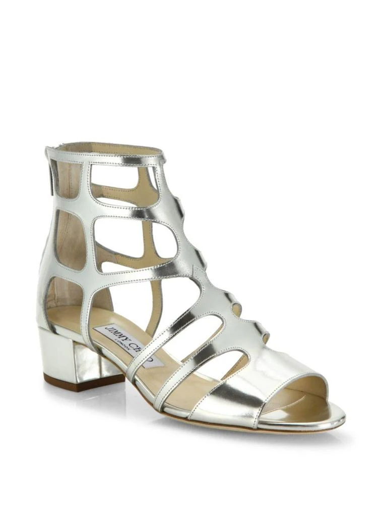 商品Jimmy Choo|Ren Caged Metallic Leather Block Heel Sandals,价格¥2683,第1张图片