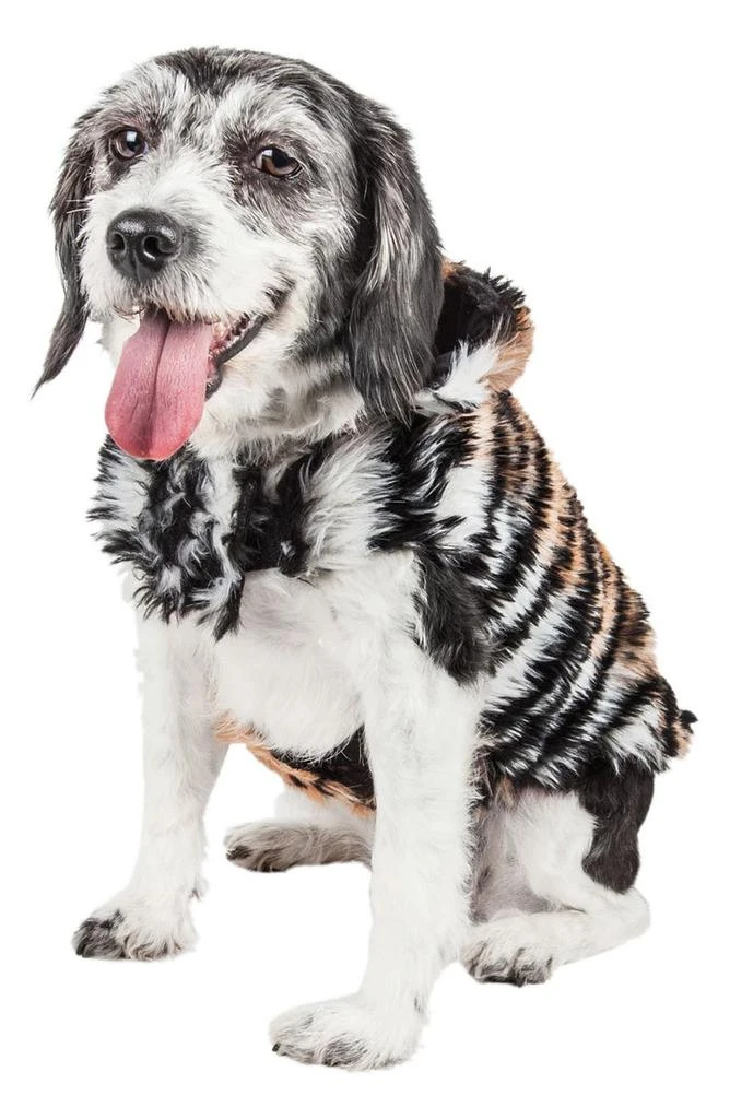 商品PET LIFE|LUXE Tigerbone Glamourous Patterned Faux Fur Dog Coat,价格¥330,第3张图片详细描述