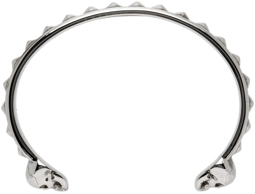 Silver Skull Studs Cuff Bracelet商品第2张图片规格展示