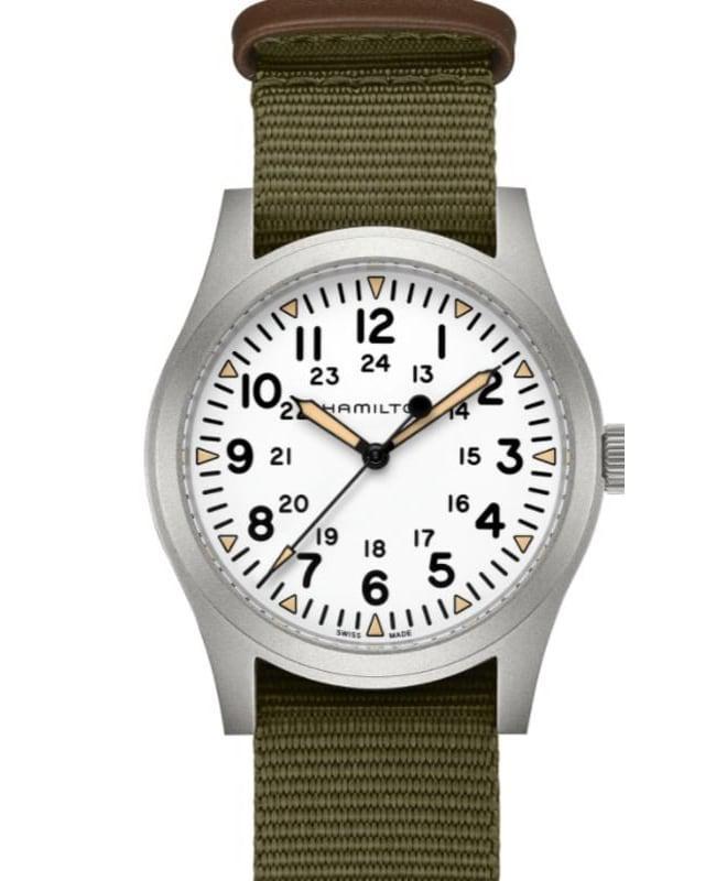商品Hamilton|Hamilton Khaki Field Mechanical White Dial Textile Strap Men's Watch H69529913,价格¥3135,第1张图片