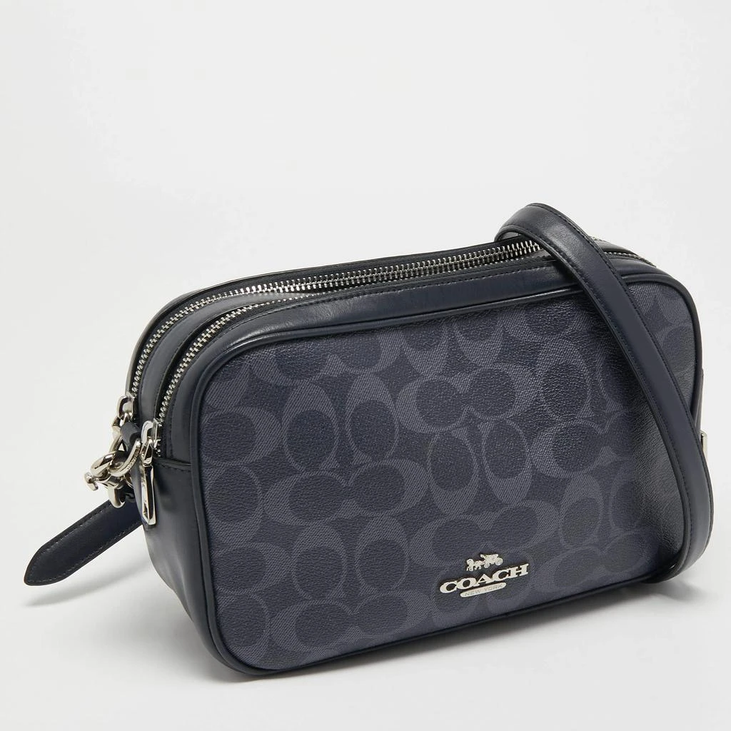 商品[二手商品] Coach|Coach Navy Blue Signature Coated Canvas and Leather Jes Camera Crossbody Bag,价格¥1339,第3张图片详细描述