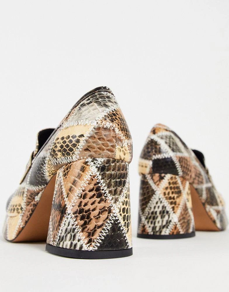 商品ASOS|ASOS DESIGN Signature platform heeled loafer in patchwork snake,价格¥223,第3张图片详细描述