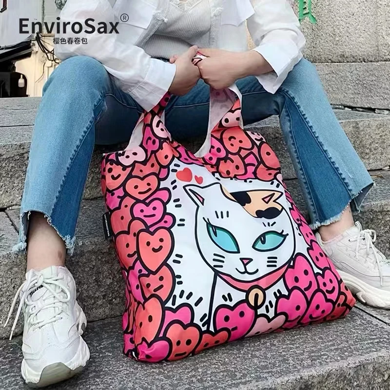 商品[国内直发] EnviroSax|手提包女士春卷包环保袋旅行袋波普猫咪系列,价格¥83,第1张图片