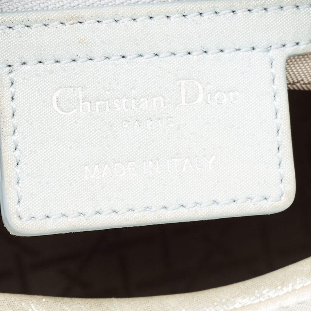 Dior Light Blue Shimmer Suede Medium Lady Dior Tote商品第9张图片规格展示
