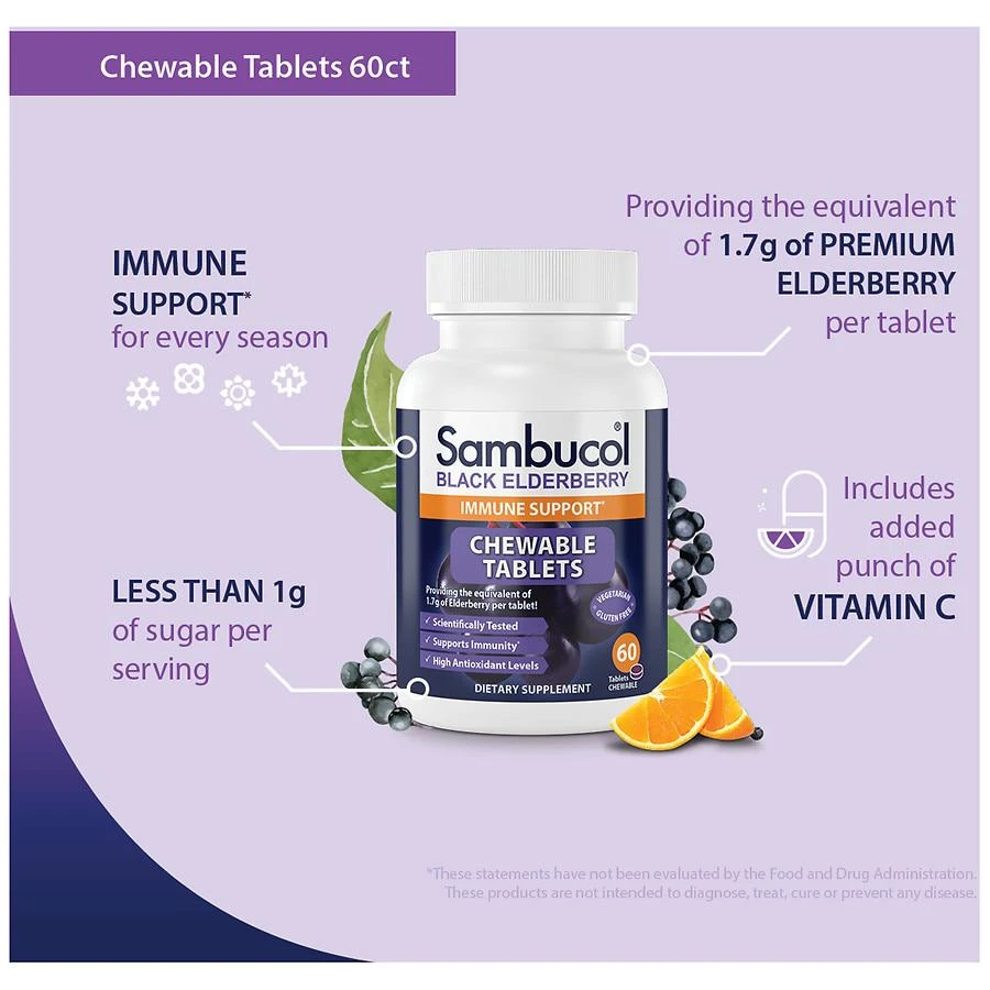 商品Sambucol|Black Elderberry Chewable Tablets,价格¥185,第2张图片详细描述