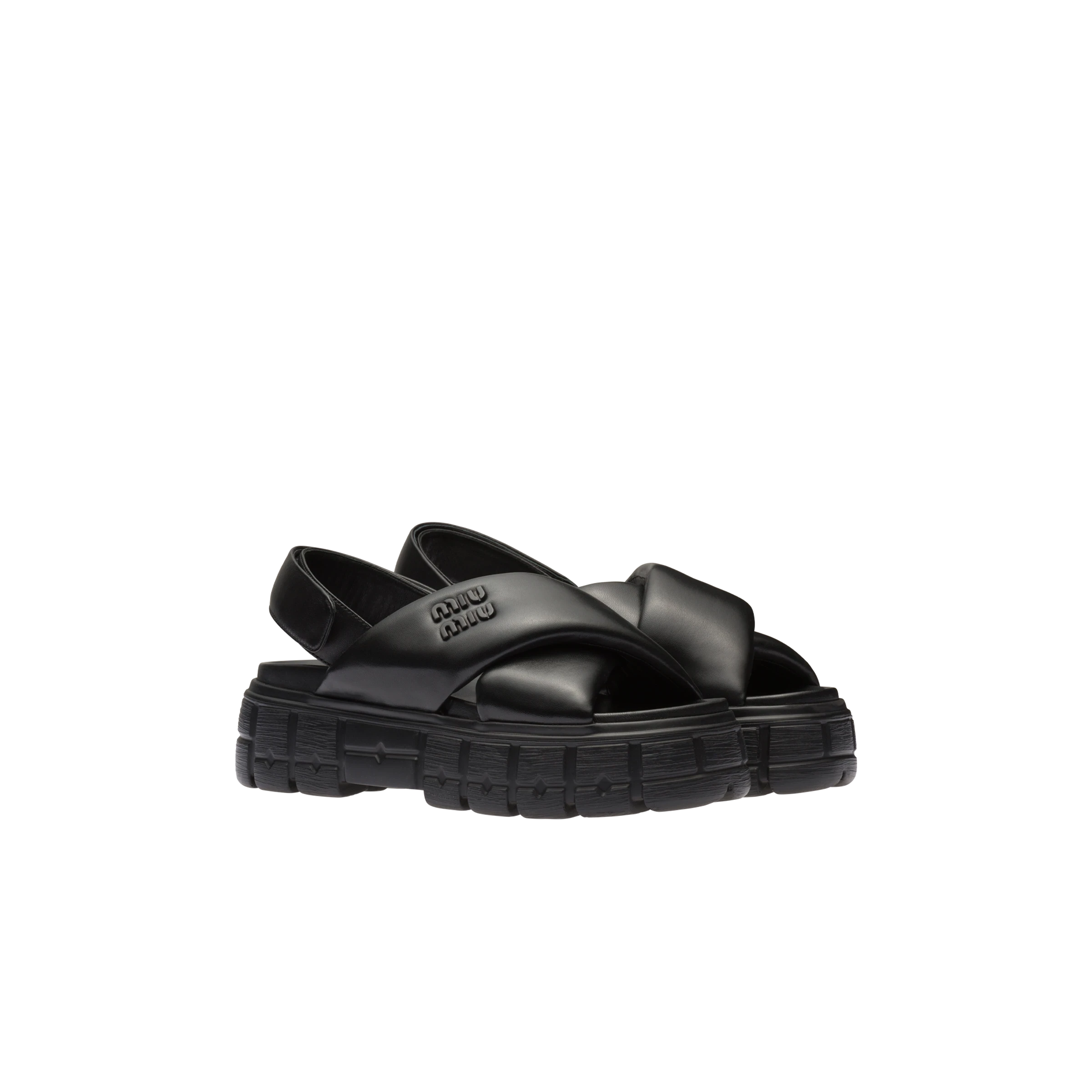 包邮包税【预售7天发货】 MIUMIU缪缪 23秋冬 女士 厚底鞋 Sandales sportives en cuir nappa 5X879D_77F_F0002_F_050 商品