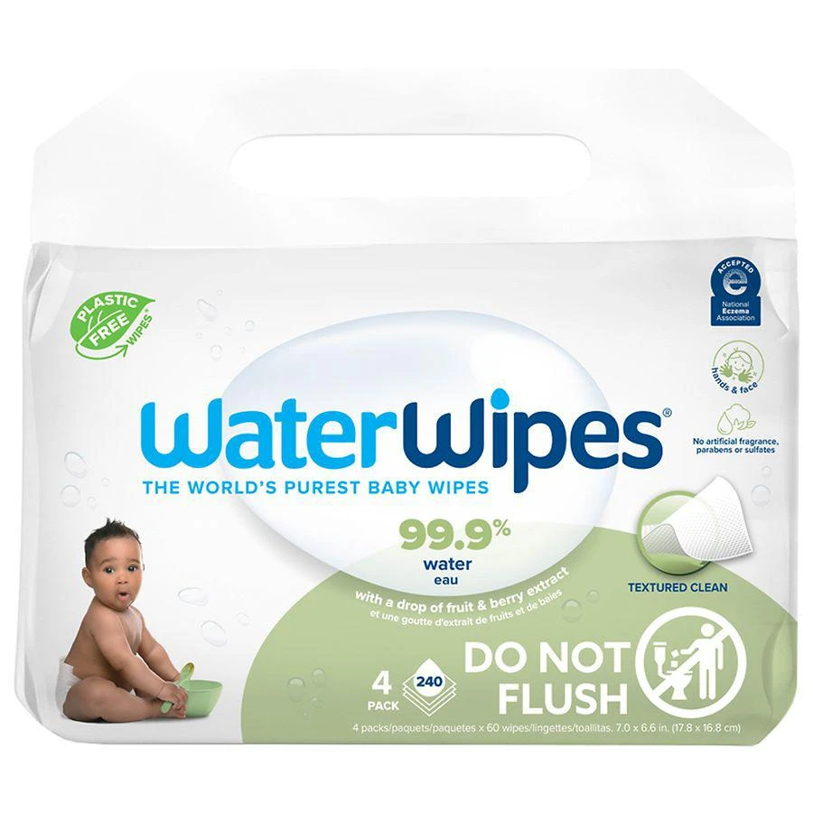 商品WaterWipes|Plastic-Free Textured Clean Wipes, Unscented & Hypoallergenic for Sensitive Skin,价格¥126,第1张图片