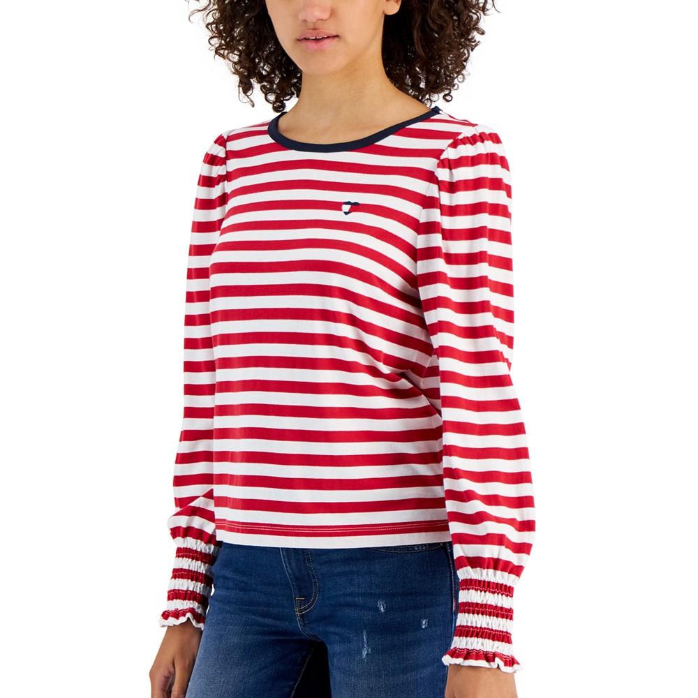 Women's Striped Smocked-Cuff Top商品第3张图片规格展示