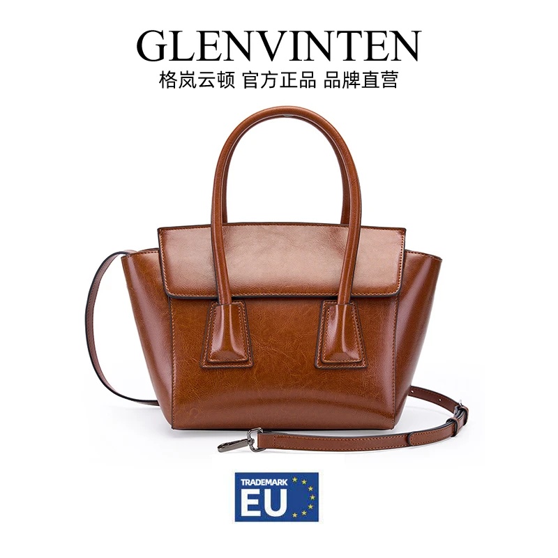 商品[国内直发] GLENVINTEN|高级感手提包女大容量真皮小众时尚单肩托特包日常上班斜挎翅膀包,价格¥411,第1张图片