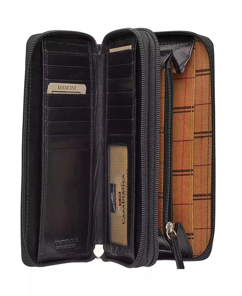 商品Mancini Leather Goods|Casablanca Collection RFID Secure Double Zipper Wallet,价格¥411,第4张图片详细描述