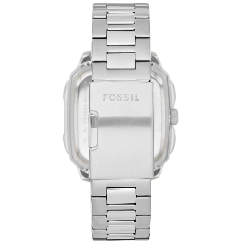 商品Fossil|Men's Inscription Silver-Tone Stainless Steel Bracelet Watch, 42mm,价格¥1271,第3张图片详细描述