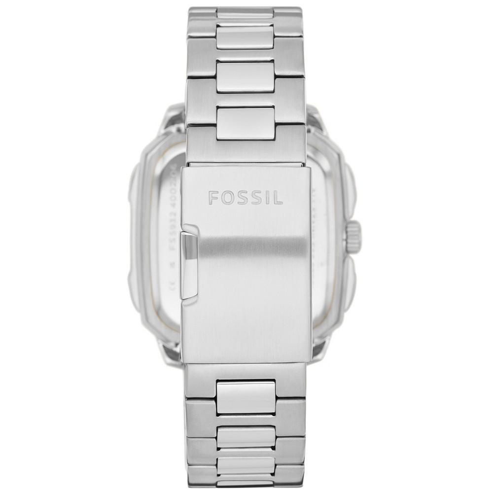商品Fossil|Men's Inscription Silver-Tone Stainless Steel Bracelet Watch, 42mm,价格¥1090,第5张图片详细描述