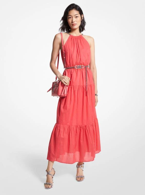 商品Michael Kors|Chain Halter Cotton Lawn Midi Dress,价格¥557,第1张图片