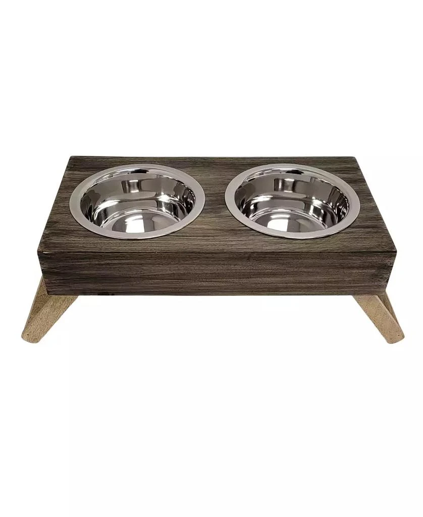 商品JoJo Modern Pets|Country Living Classic Elevated Pet Feeder - Solid Mango Wood with Brown Polished Finish, Includes 2 Medium (24 oz) Stainless Steel Bowls - Foldable Legs for Easy Storage,价格¥261,第4张图片详细描述