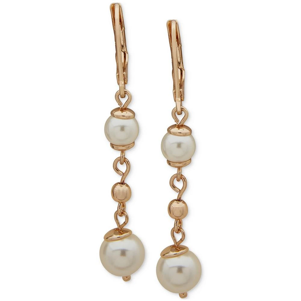 商品Anne Klein|Gold-Tone & Imitation Pearl Beaded Linear Drop Earrings,价格¥55,第1张图片