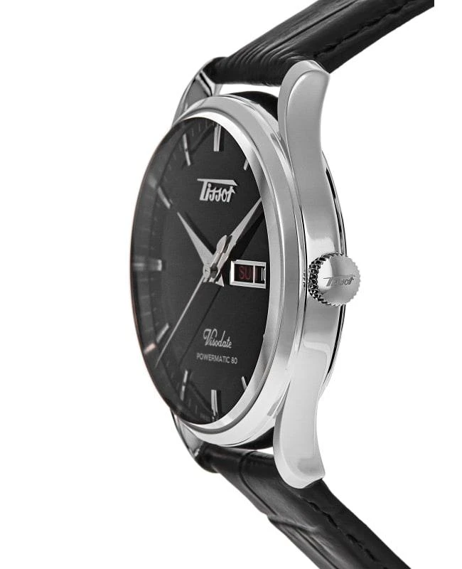 商品Tissot|Tissot Heritage Visodate Powermatic 80 Black Dial Leather Strap Men's Watch T118.430.16.051.00,价格¥4239,第3张图片详细描述