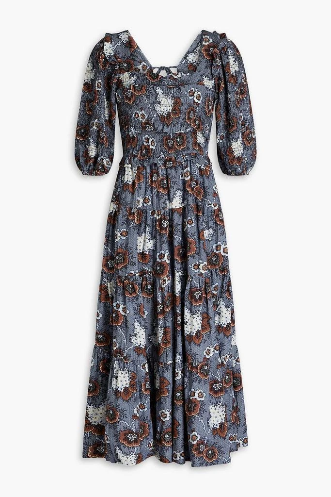 商品Sea|Lucinda shirred printed cotton midi dress,价格¥959,第1张图片