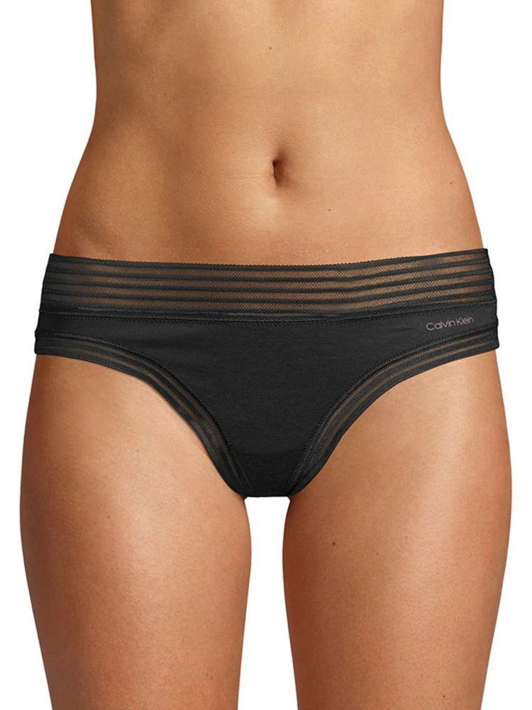 商品Calvin Klein|Stripe Lace-Trimmed Thong,价格¥46,第1张图片