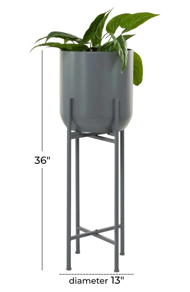 Dark Gray Metal Modern Planter with Removable Stand 商品