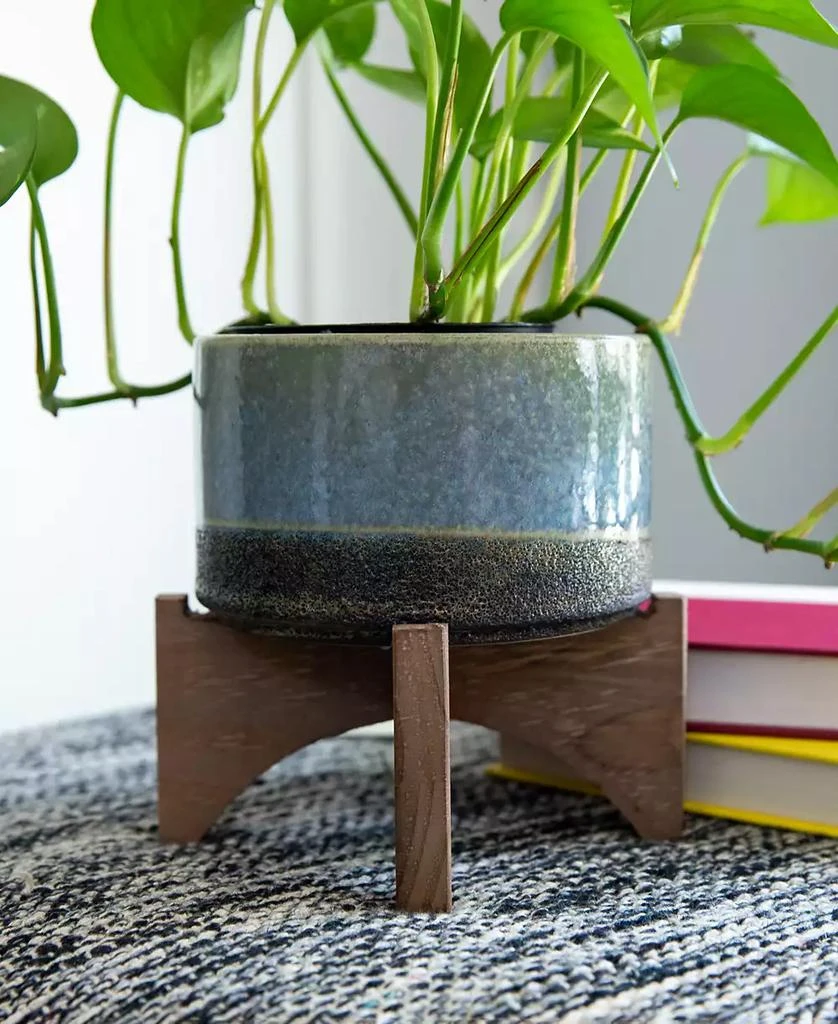 商品Flora Bunda|Opening Lava Ceramic Planter on Wood Stand, 6.25",价格¥414,第3张图片详细描述