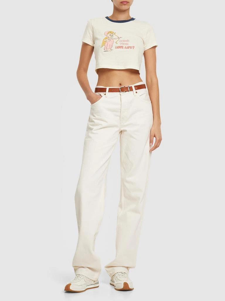 商品Re/Done|Love Life Printed Cotton Cropped T-shirt,价格¥1798,第1张图片