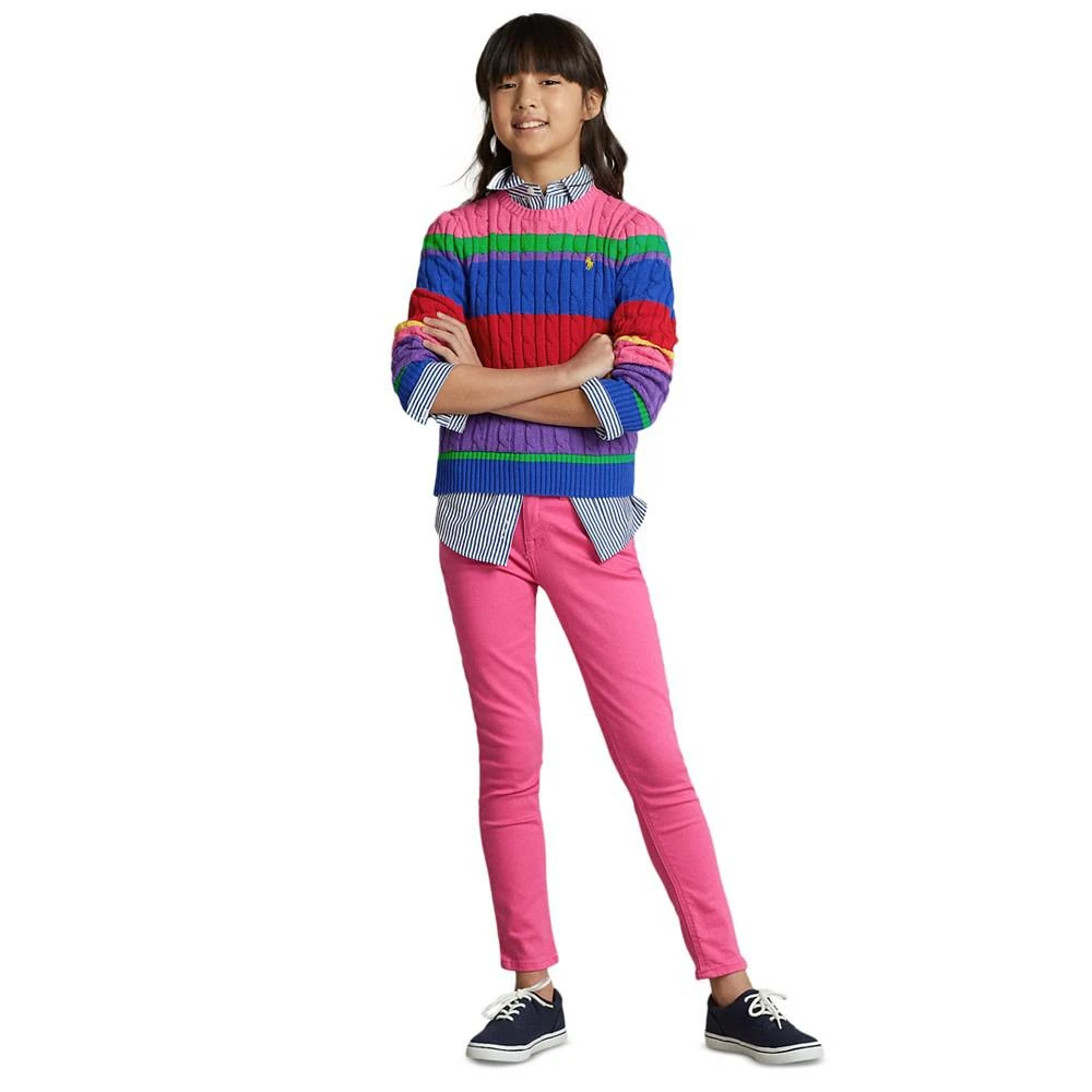 商品Ralph Lauren|Big Girls Long Sleeves Striped Cable-Knit Cotton Sweater,价格¥219,第2张图片详细描述