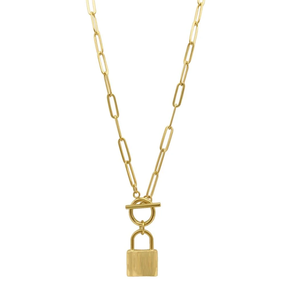 商品ADORNIA|Water Resistant Lock Paper Clip Chain Toggle Necklace gold,价格¥171,第1张图片