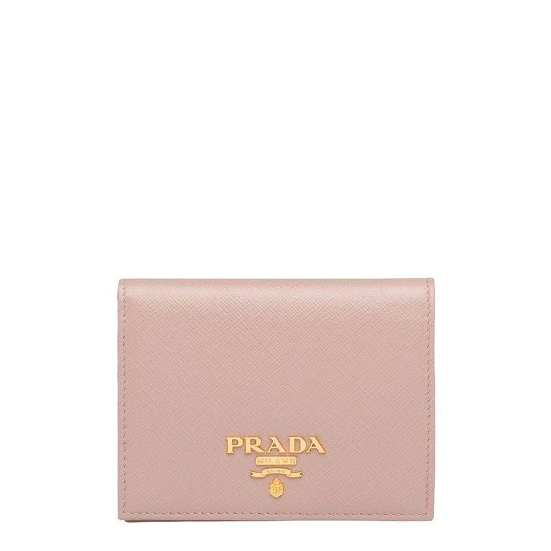 商品Prada|【预售3-7天】普拉达  女士皮粉色金标翻盖薄款钱包1MV204_QWA_F0236,价格¥4732,第1张图片