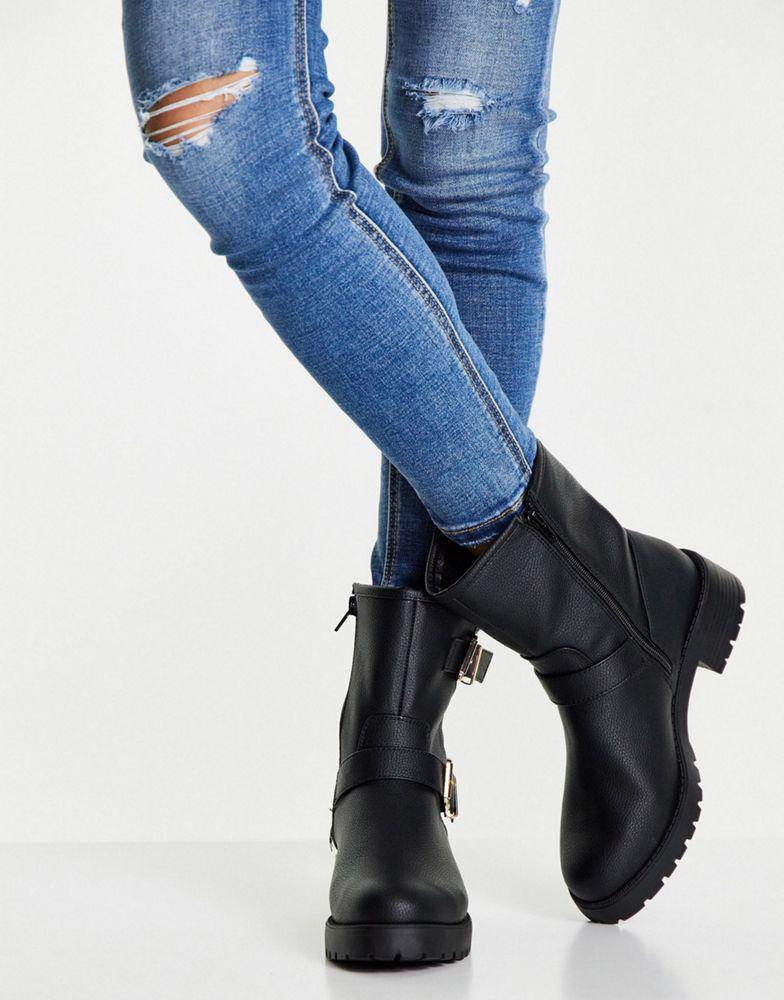 ASOS DESIGN Amber pull on hiker boots in black商品第3张图片规格展示